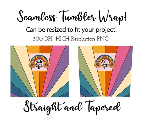 20 oz sublimation/waterslide skinny and taper tumbler wrap - Self Love Club Sublimation Sharia Morton Designs 