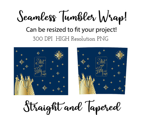 20 oz sublimation/waterslide skinny and taper tumbler wrap-Silent Night Holy night wisemen Sublimation Sharia Morton Designs 
