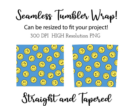 20 oz sublimation/waterslide skinny and taper tumbler wrap-Smiley face blue Sublimation Sharia Morton Designs 
