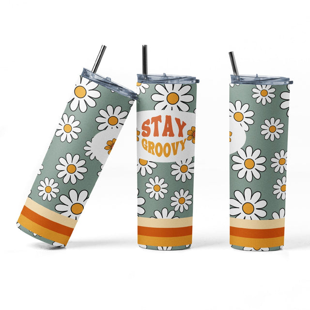20 oz sublimation/waterslide skinny and taper tumbler wrap-stay groovy hippie girl Sublimation Sharia Morton Designs 
