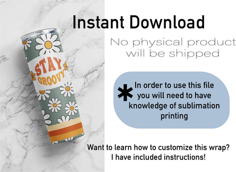 20 oz sublimation/waterslide skinny and taper tumbler wrap-stay groovy hippie girl Sublimation Sharia Morton Designs 