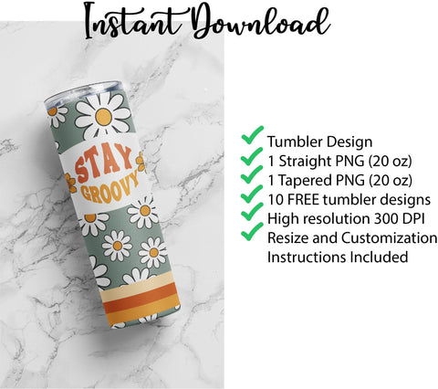 20 oz sublimation/waterslide skinny and taper tumbler wrap-stay groovy hippie girl Sublimation Sharia Morton Designs 