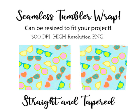 20 oz sublimation/waterslide skinny and taper tumbler wrap-Sunglasses Sublimation Sharia Morton Designs 
