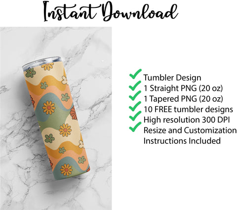 20 oz sublimation/waterslide skinny and taper tumbler wrap-Swirled Flowers Sublimation Sharia Morton Designs 