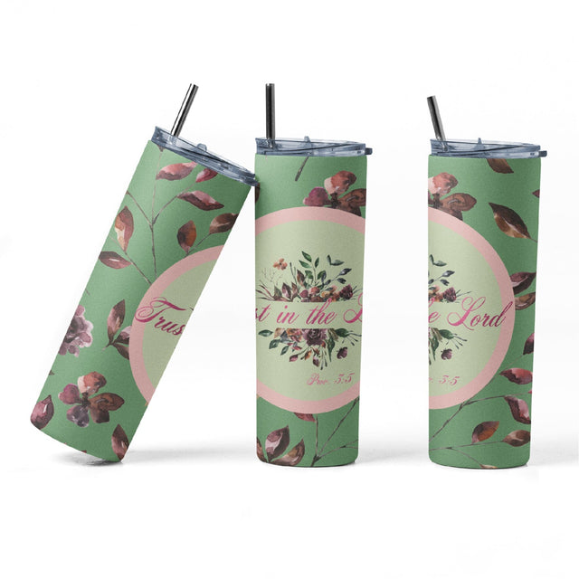 20 oz sublimation/waterslide skinny and taper tumbler wrap-Trust in the Lord green Sublimation Sharia Morton Designs 