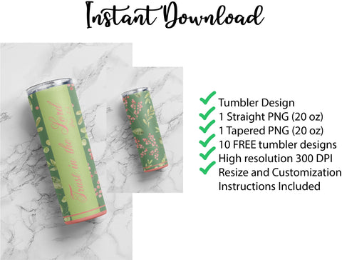 20 oz sublimation/waterslide skinny and taper tumbler wrap - trust in the Lord Sublimation Sharia Morton Designs 