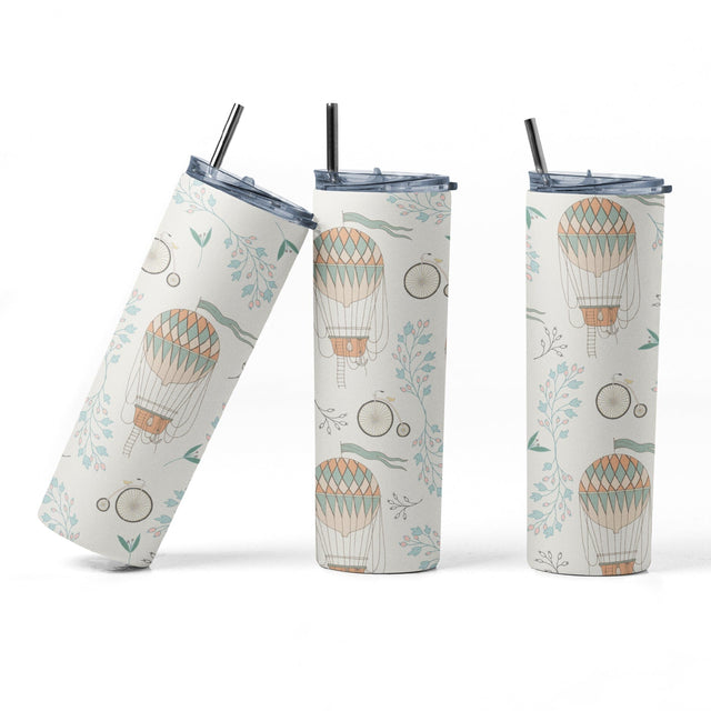 20 oz sublimation/waterslide skinny and taper tumbler wrap-Victorian Hot Air Balloons Sublimation Sharia Morton Designs 