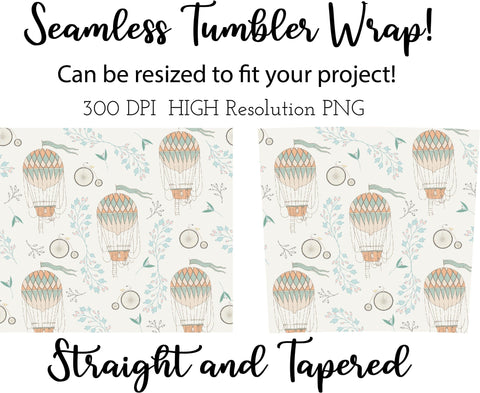 20 oz sublimation/waterslide skinny and taper tumbler wrap-Victorian Hot Air Balloons Sublimation Sharia Morton Designs 
