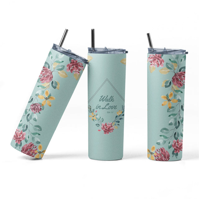 20 oz sublimation/waterslide skinny and taper tumbler wrap - Walk in love Sublimation Sharia Morton Designs 