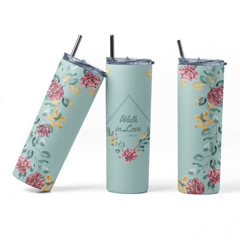 20 oz sublimation/waterslide skinny and taper tumbler wrap - Walk in love Sublimation Sharia Morton Designs 