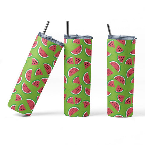 20 oz sublimation/waterslide skinny and taper tumbler wrap-Watermelon Green Sublimation Sharia Morton Designs 