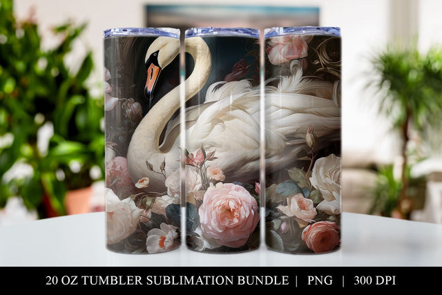 20 oz Swan Skinny Tumbler Sublimation Design PNG Sublimation BijouBay 