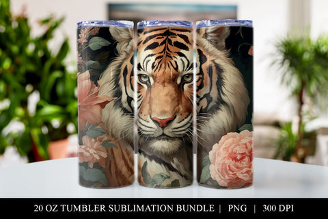 20 oz Tiger Skinny Tumbler Sublimation Design PNG Sublimation BijouBay 