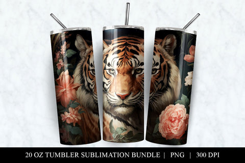 20 oz Tiger Skinny Tumbler Sublimation Design PNG Sublimation BijouBay 