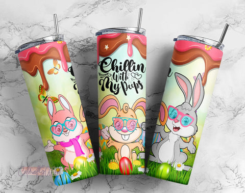 20 oz tumbler chillin with my peeps tumbler png sublimation, Easter Tumbler Design, 20oz Skinny Straight/tapered PNG, 300 dpi Design. Sublimation CaldwellArt 