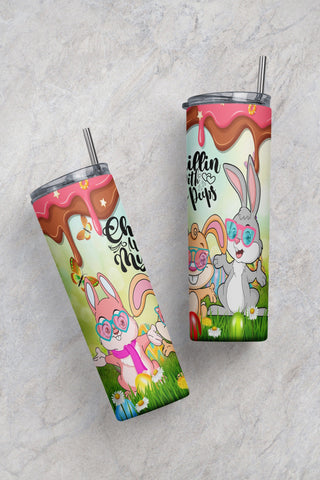 20 oz tumbler chillin with my peeps tumbler png sublimation, Easter Tumbler Design, 20oz Skinny Straight/tapered PNG, 300 dpi Design. Sublimation CaldwellArt 
