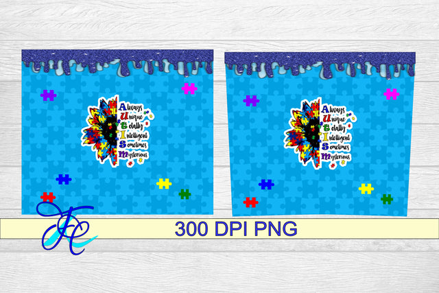 20 oz Tumbler Seamless Sublimation Wrap - Autism Sublimation Family Creations 