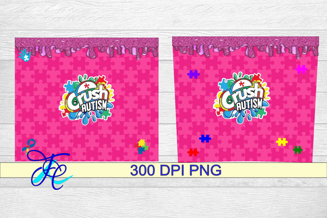 20 oz Tumbler Seamless Sublimation Wrap - Crush Autism Sublimation Family Creations 