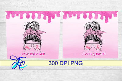 20 oz Tumbler Seamless Sublimation Wrap - Mom Bun Cancer Survivor Sublimation Family Creations 