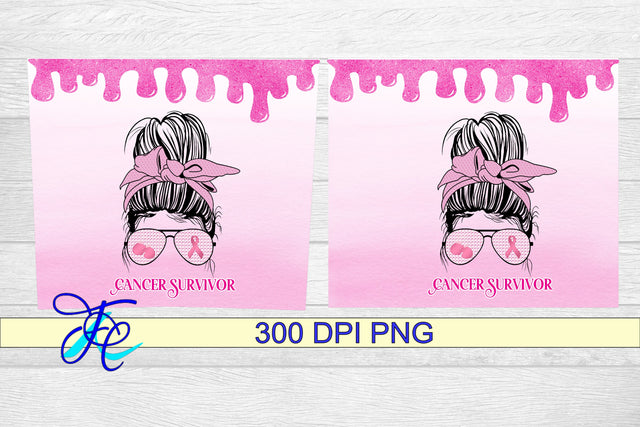 20 oz Tumbler Seamless Sublimation Wrap - Mom Bun Cancer Survivor Sublimation Family Creations 