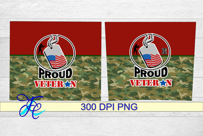 20 oz Tumbler Seamless Sublimation Wrap - Proud Veteran Sublimation Family Creations 