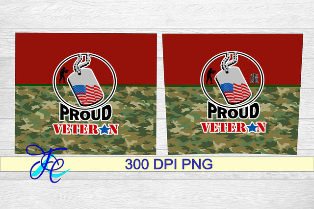 20 oz Tumbler Seamless Sublimation Wrap - Proud Veteran Sublimation Family Creations 