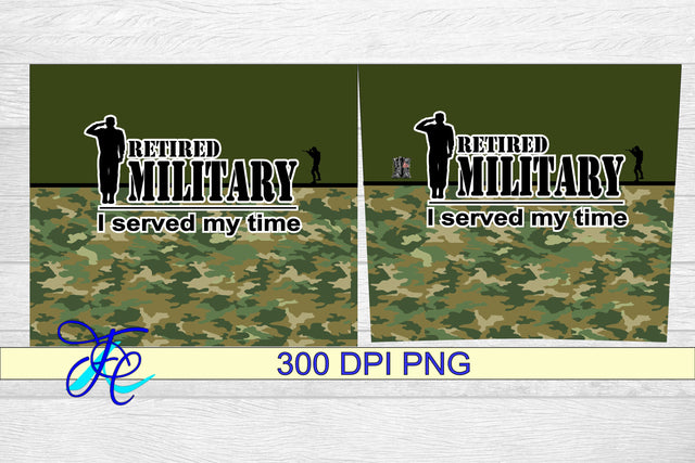 20 oz Tumbler Seamless Sublimation Wrap - Retired Military Sublimation Family Creations 