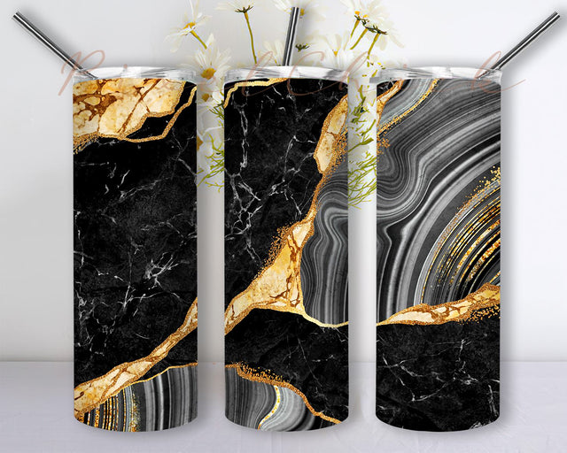 20 oz Tumbler Sublimation Design, Black and Gold Geodes, Glitter Agate, Straight, Tapered, Seamless Tumbler Instant Download Sublimation PixelChick 