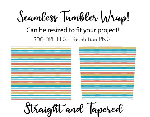 20 oz tumbler sublimation wrap Beachy Stripes seamless pattern Sublimation Sharia Morton Designs 