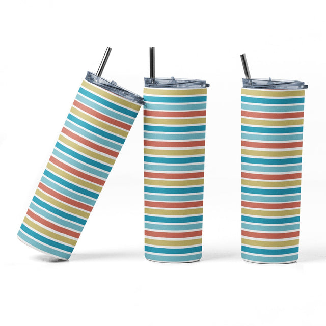 20 oz tumbler sublimation wrap Beachy Stripes seamless pattern Sublimation Sharia Morton Designs 