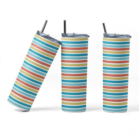 20 oz tumbler sublimation wrap Beachy Stripes seamless pattern Sublimation Sharia Morton Designs 