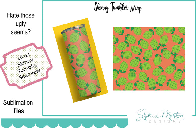 20 oz tumbler sublimation wrap Limes seamless pattern Sublimation Sharia Morton Designs 