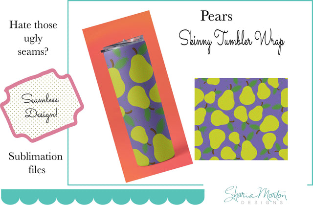 20 oz tumbler sublimation wrap Pears seamless pattern Sublimation Sharia Morton Designs 
