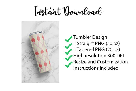 20 oz tumbler sublimation wrap Pink Diamond seamless pattern Sublimation Sharia Morton Designs 