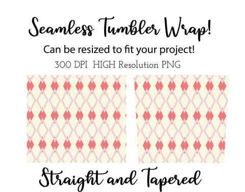 20 oz tumbler sublimation wrap Pink Diamond seamless pattern Sublimation Sharia Morton Designs 