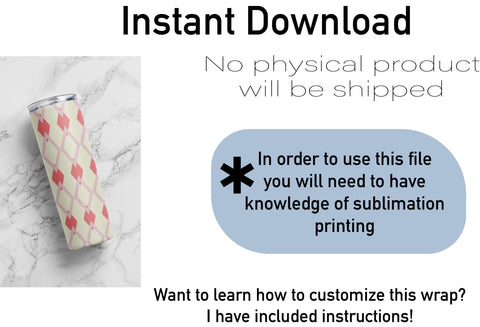 20 oz tumbler sublimation wrap Pink Diamond seamless pattern Sublimation Sharia Morton Designs 