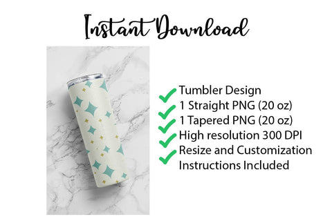 20 oz tumbler sublimation wrap Retro Stars seamless pattern Sublimation Sharia Morton Designs 