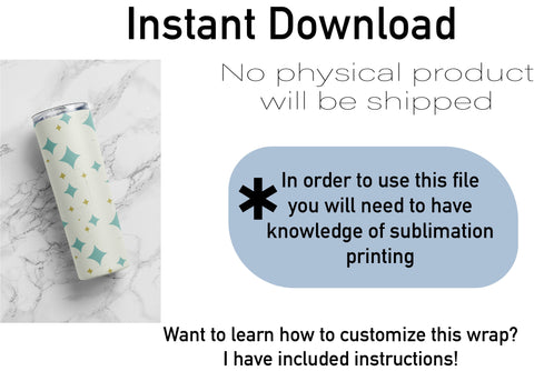 20 oz tumbler sublimation wrap Retro Stars seamless pattern Sublimation Sharia Morton Designs 