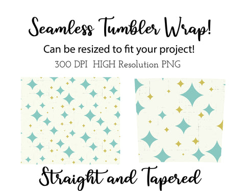 20 oz tumbler sublimation wrap Retro Stars seamless pattern Sublimation Sharia Morton Designs 