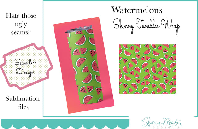 20 oz tumbler sublimation wrap Watermelons seamless pattern Sublimation Sharia Morton Designs 
