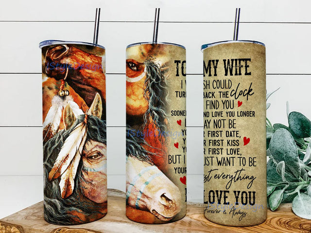20 oz Tumbler To My Wife Tumbler, To My Wife Sublimation Skinny Tumbler Design, Straight & Tapered Sublimation Wrap Design, Tumbler PNG Sublimation iStyleDesign 