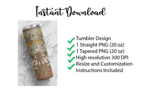 20 oz tumbler wrap sublimation skinny and taper - art nouveau Sublimation Sharia Morton Designs 