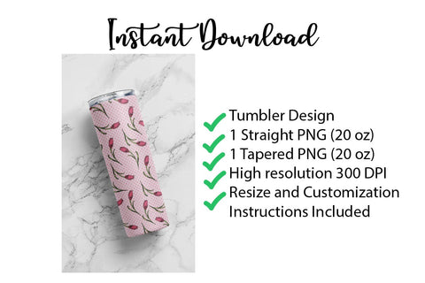 20 oz tumbler wrap sublimation/waterslide Dots and Rosebuds seamless pattern Sublimation Sharia Morton Designs 
