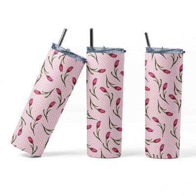20 oz tumbler wrap sublimation/waterslide Dots and Rosebuds seamless pattern Sublimation Sharia Morton Designs 
