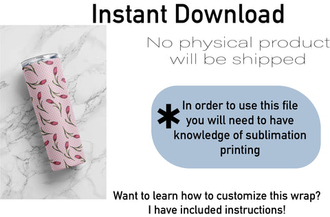 20 oz tumbler wrap sublimation/waterslide Dots and Rosebuds seamless pattern Sublimation Sharia Morton Designs 