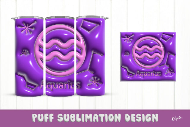 20 OZ Tumbler Zodiac. 3D Inflated Tumbler Wrap. Aquarius PNG Sublimation Olga Terlyanskaya 