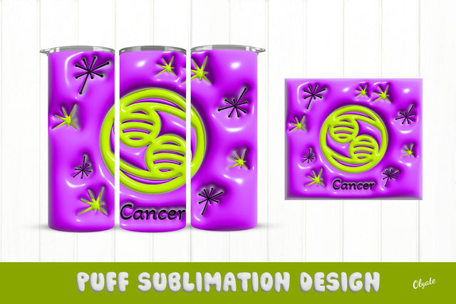 20 OZ Tumbler Zodiac. 3D Inflated Tumbler Wrap. Cancer PNG Sublimation Olga Terlyanskaya 