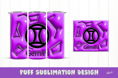 20 OZ Tumbler Zodiac. 3D Inflated Tumbler Wrap. Gemini Sublimation Olga Terlyanskaya 