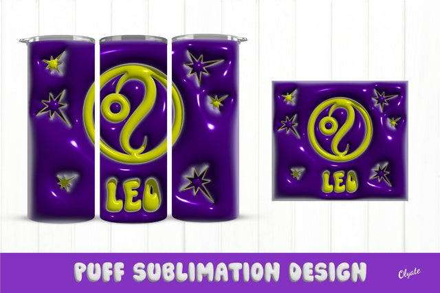 20 OZ Tumbler Zodiac. 3D Inflated Tumbler Wrap. Leo PNG Sublimation Olga Terlyanskaya 