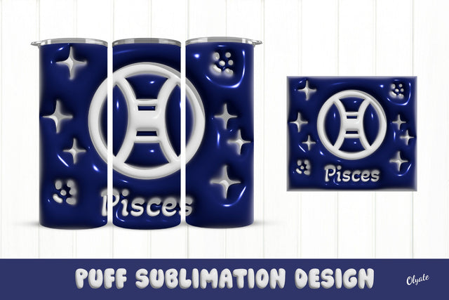20 OZ Tumbler Zodiac. 3D Inflated Tumbler Wrap. Pisces PNG Sublimation Olga Terlyanskaya 